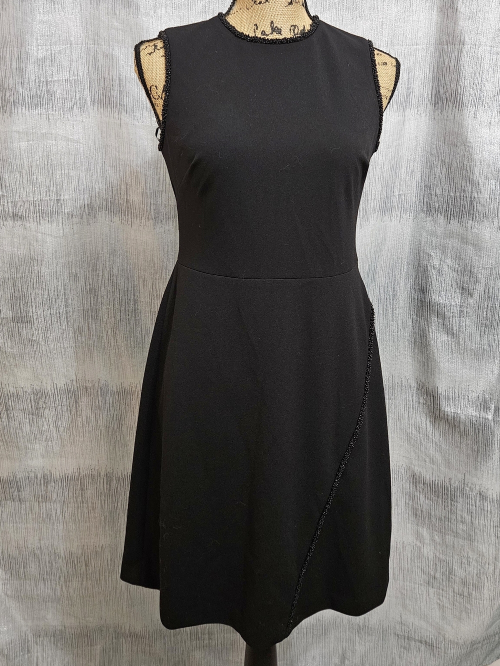 Dkny Black Sleeveless Midi A-Line Dress